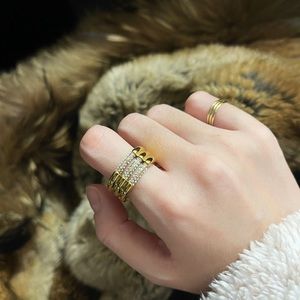 ✨Elegant 18K Gold Plated Three Strands Ring with Rhinestones